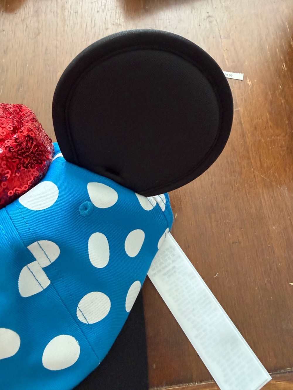 Disney Parks Exclusive Blue Polka Dot Minnie Mouse Hat w/Ears & Flower NWT - Picture 5 of 8